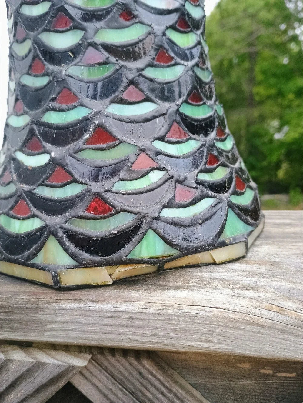 Vintage Tiffany Style Quoizel Stained Glass Lampshades